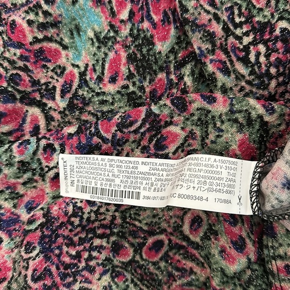 Zara Peacock Feather Puff Sleeve Dress - Picture 8 of 8